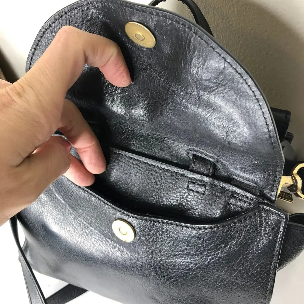 Kate Spade Saturday Black Leather Satchel Small Crossbody Bag Zip Top Purse
